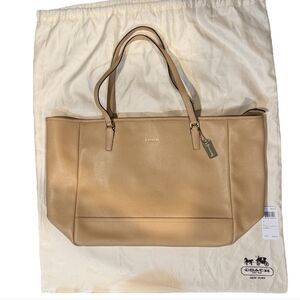 Coach Beige Leather Tote Bag